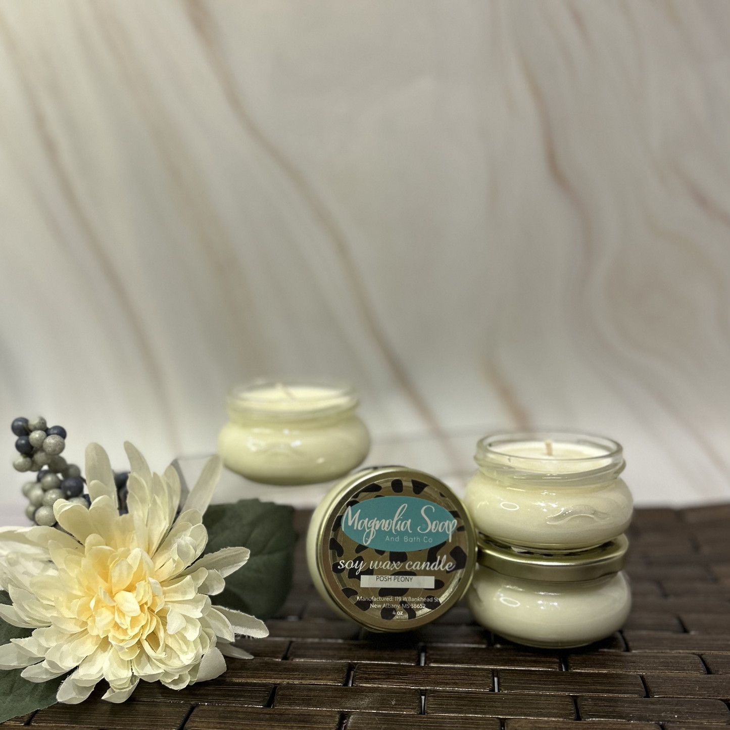 Posh Peony 4oz Soy Candle